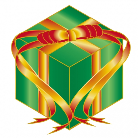緑のプレゼントBOXのイラスト
