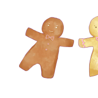 男の子と女の子がペアになった人型クッキーのイラスト