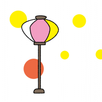 白・ピンク・黄色の「ぼんぼり」のイラスト