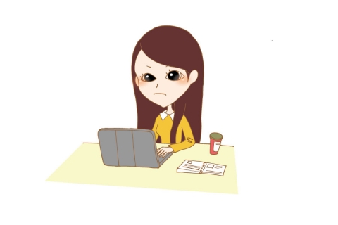 パソコンをしている女性のイラスト