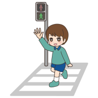 男の子横断歩道を渡っているイラスト