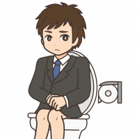 トイレに座っている男性