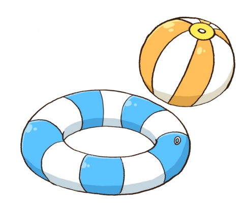 浮き輪とボールのイラスト