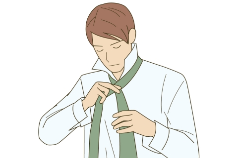 ネクタイを結ぶイラスト
