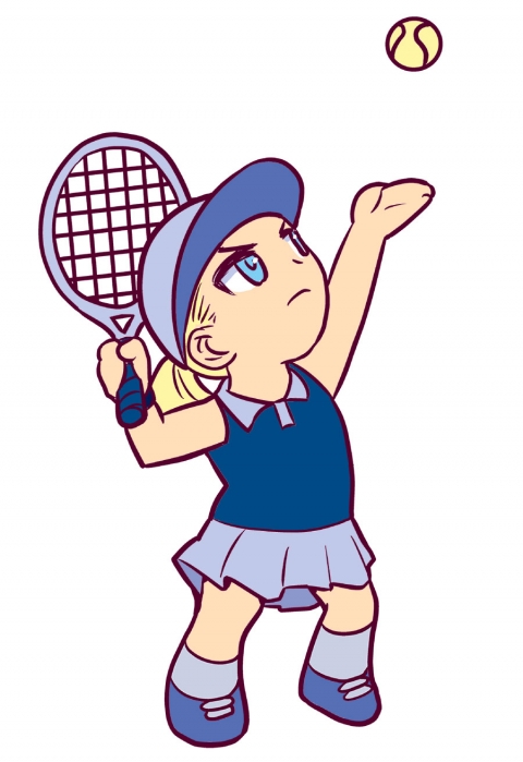 女性のテニスプレイヤーのイラスト