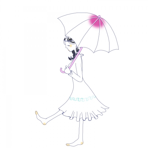 傘をさしている女性のイラスト