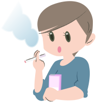仕事の合間にたばこを吸っている女性のイラスト