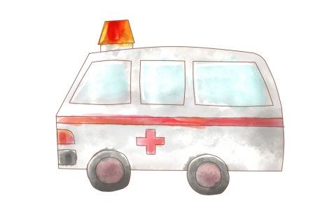 救急車のかわいらしいイラスト