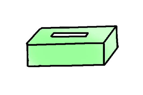 ティッシュの箱が緑色のイラスト