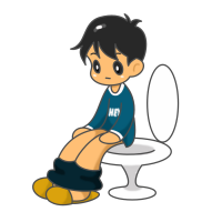 トイレに座っているときの男性のイラスト
