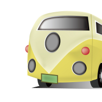 イエローのオールドカー（バス）のイラスト