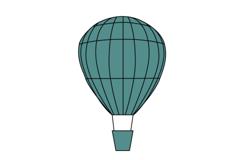 気球の色が緑色のイラスト