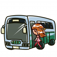 バスに乗るときの女性のイラスト