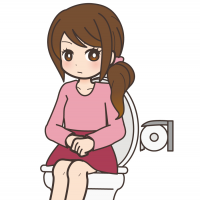 トイレに座っているときの髪の長い女性のイラスト