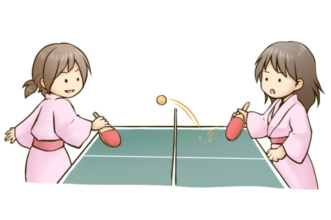 卓球をしている女性のイラスト