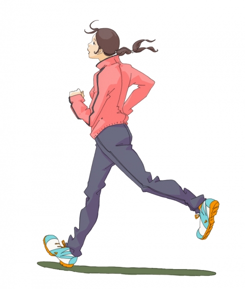 ジョギングをする女性のイラスト