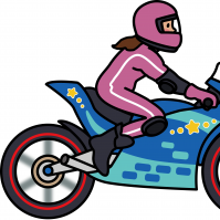 レース用のバイクを運転する女性のイラスト