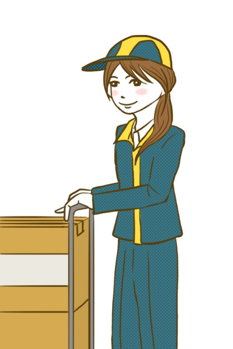 運送屋さんで働く制服を着た女性のイラスト