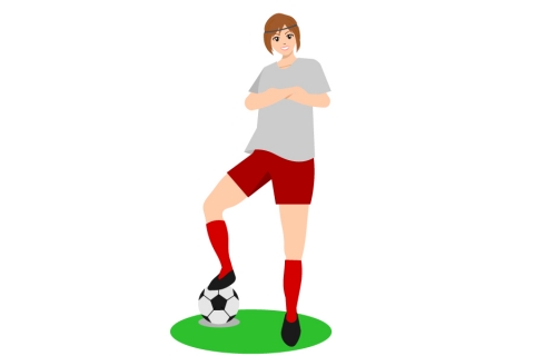 サッカーをしている女性のイラスト