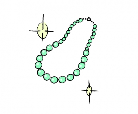 緑のネックレスのイラスト