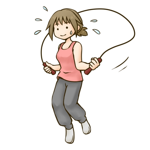 縄跳びで運動する女性のイラスト