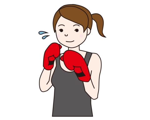 ボクシングをしている女性のイラスト