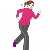 ジャージ姿でジョギングする女性のイラスト