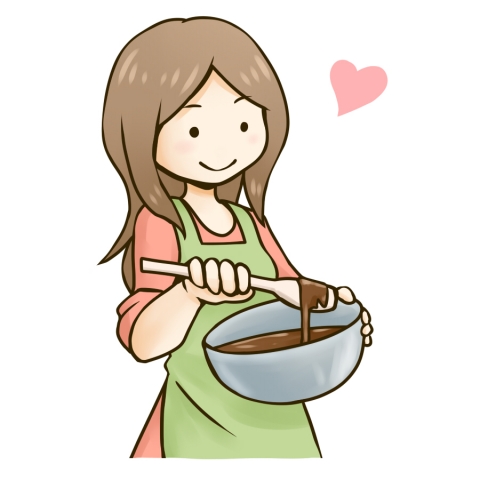 チョコを作る女性のイラス