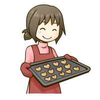 クッキーを焼く女性のイラスト