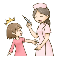 看護師さんが子供に注射するイラスト