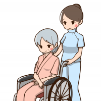 看護師が車椅子を押すイラスト
