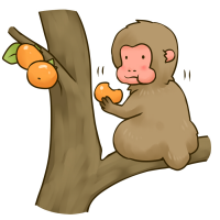 柿を食べる猿のイラスト