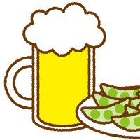 ビールと枝豆のイラスト