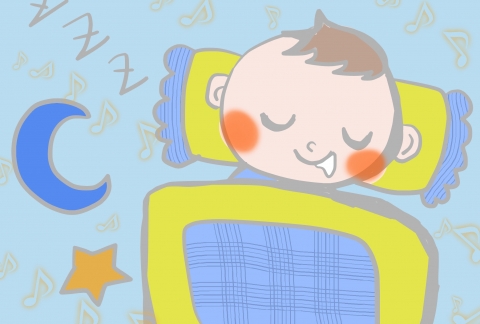 お布団で眠っている赤ちゃんのイラスト