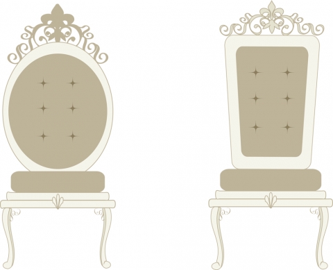 丸と四角のオシャレな白い椅子のイラスト