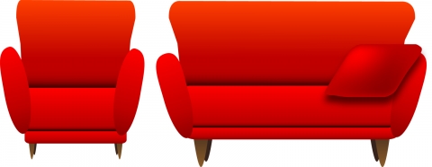 赤いソファのイラスト