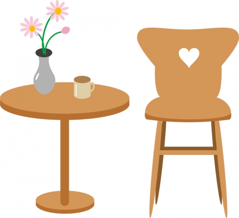 シンプルなテーブルと椅子のイラスト