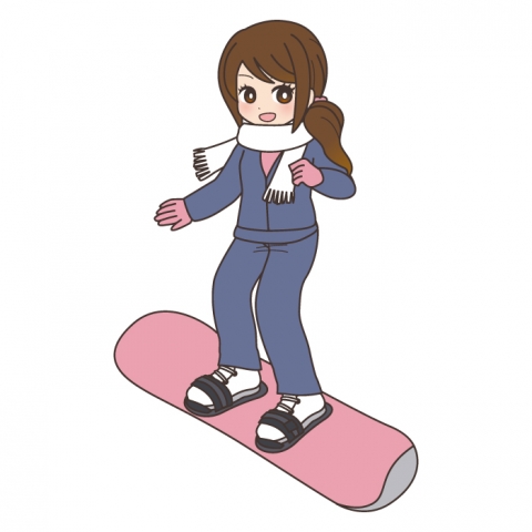 スノーボードをする女性のイラスト