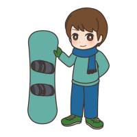 スノーボードを持って立っている男の子のイラスト