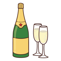 シャンパンがグラスに注がれているイラスト