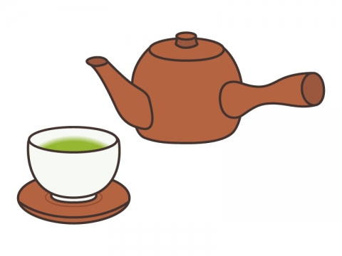 緑茶と急須のイラスト
