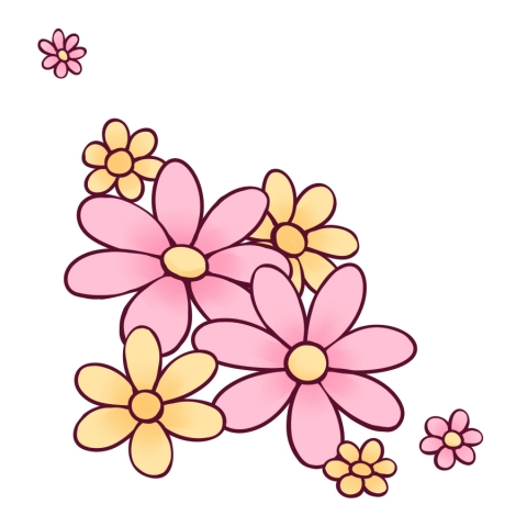 ピンクと黄色の花のイラスト