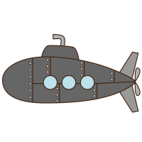 潜水艦がグレー色のイラスト