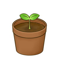 植木鉢と植物の芽のイラスト