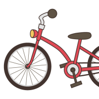 赤い自転車が１台置いてあるイラスト