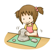 粘土遊びをする女の子のイラスト