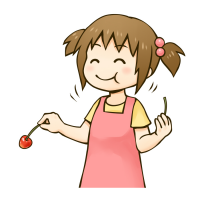 さくらんぼを食べる女の子のイラスト