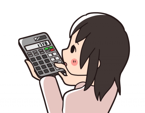 電卓で計算する女性のイラスト