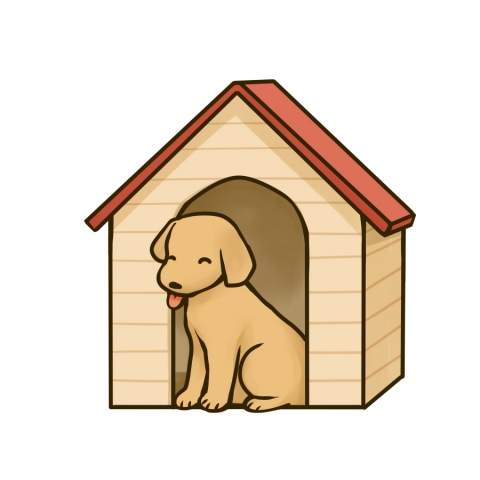 犬小屋と犬のイラスト