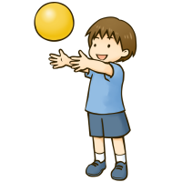 ボールを上に投げる男の子のイラスト